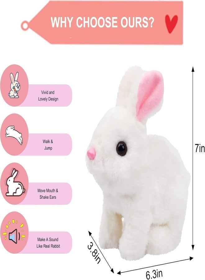 REMICH Interactive Hopping Bunny Plush Toy - Walking Stuffed Bunny with Sounds, Wiggling Ears & Twitching Nose and Educational Toy for Kids, Toddlers [[ 1Pcs, White ]] - Image 2